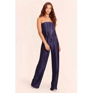 AMANDA UPRICHARD NWT Collina Navy Pleated Strapless Jumpsuit // L